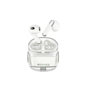 Promate TransPods High‑Definition Transparent TWS Earbuds - White